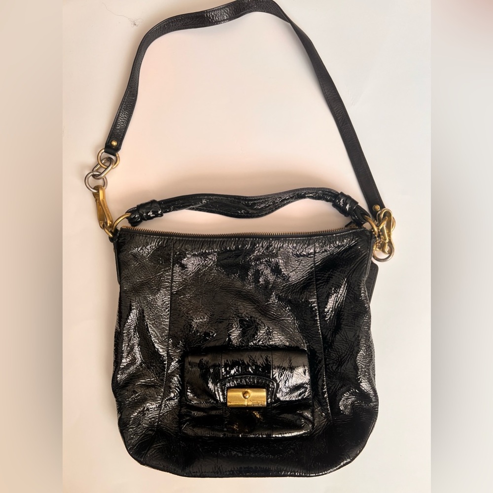 Coach Gold Clasp Textured Handbag